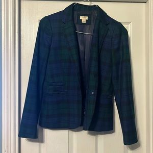 J. Crew Blazer Black Blue and Green Plaid